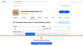 Read more First Watch Restaurants, Inc. reviews about Pay & Benefits