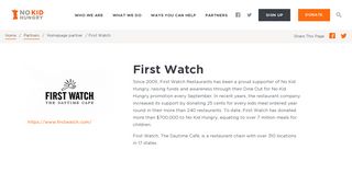 First Watch | No Kid Hungry