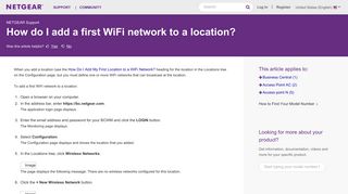 How do I add a first WiFi network to a location? | Answer | NETGEAR ...
