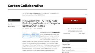 FirstCallOnline – O'Reilly Auto Parts Login Guides and Steps to Earn ...