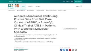 Audentes Announces Continuing Positive Data from First Dose Cohort ...