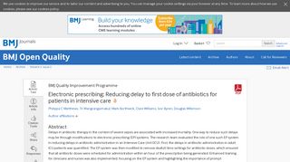 Electronic prescribing: Reducing delay to first dose of antibiotics for ...