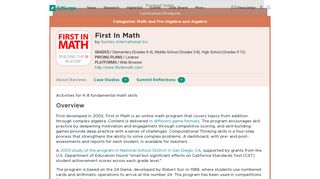 First In Math | Product Reviews | EdSurge