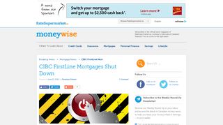 CIBC FirstLine Mortgages Shut Down - MoneyWise - RateSupermarket