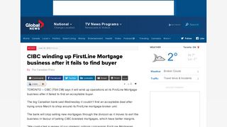 CIBC winding up FirstLine Mortgage business after it fails to find buyer ...