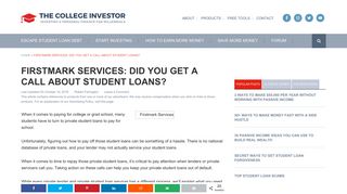 Firstmark Services: Did You Get a Call About Student Loans?