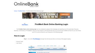 FirstMerit Bank Online Banking Login - Online Bank Directory
