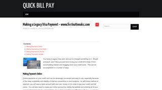 Making a Legacy Visa Payment - www.firstnationalcc.com - Quick Bill ...