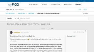 Correct Way to Close First Premier Card Help ! - myFICO® Forums ...