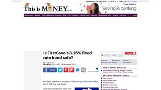 Is FirstSave's 3.25% fixed rate bond safe? | This is Money