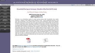 Household Saving in Germany: Results of the first SAVE study - NBER