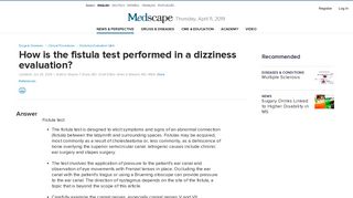 How is the fistula test performed in a dizziness evaluation? - Medscape