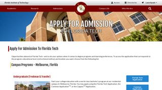 Applying to Florida Tech | Florida Tech - Florida Institute of Technology