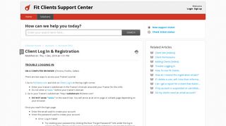 Client Log In & Registration : Fit Clients Support Center