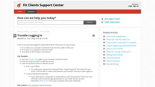 Trouble Logging In : Fit Clients Support Center