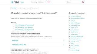Help article: How do I change or reset my Fitbit password?