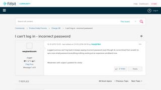 I can't log in - incorrect password - Fitbit Community