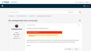 An unexpected error occurred. - Fitbit Community