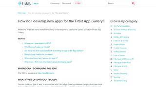 Help article: How do I develop new apps for the Fitbit App Gallery?