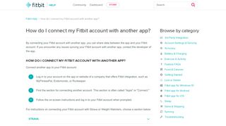 Help article: How do I connect my Fitbit account with another app?