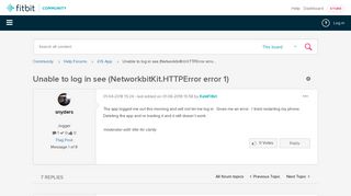 Unable to log in see (NetworkbitKit.HTTPError erro... - Fitbit ...