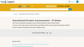 Discontinued Product Announcement - Fit Brains - Rosetta Stone ...