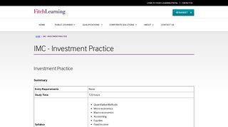 IMC - Investment Practice - Fitch Learning