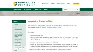 Accessing Grades in Web4 | Fitchburg State University