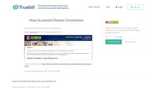 Cancel Fitness Connection - Truebill