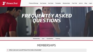 Frequently asked questions | Fitness First Australia