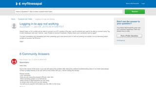 MyFitnessPal | Logging in to app not working