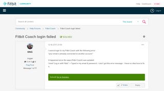Solved: Fitbit Coach login failed - Fitbit Community