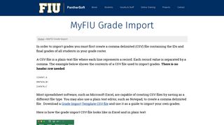 MyFIU Grade Import - PantherSoft