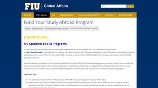 Fund Your Study Abroad Program - FIU Global Affairs