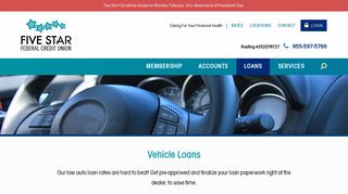 Vehicle Loans | Five Star Federal Credit Union
