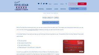 Visa Credit Card - Five Star Credit Union