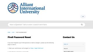 Alliant International University | Five9 Password Reset