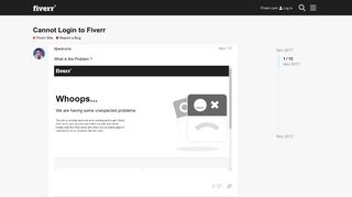 Cannot Login to Fiverr - Report a Bug - Fiverr Forum