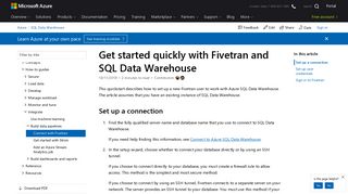 Fivetran quickstart for Azure SQL Data Warehouse | Microsoft Docs