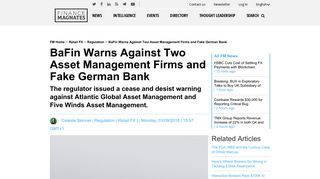 BaFin Warns Against Two Asset Management Firms and Fake ...