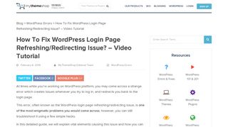 How To Fix WordPress Login Page Refreshing/Redirecting Issue ...