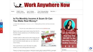 Is Fix Monthly Income A Scam Or Can You Make Real Money? | Work ...
