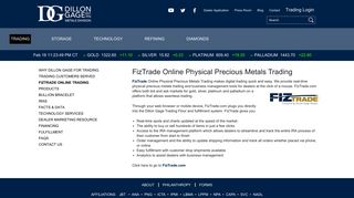 FizTrade Online Physical Precious Metals Trading platform | Dillon ...