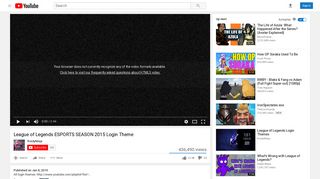 League of Legends ESPORTS SEASON 2015 Login Theme - YouTube