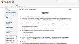 Registrar - How to Register for Classes - My Flagler - Flagler College