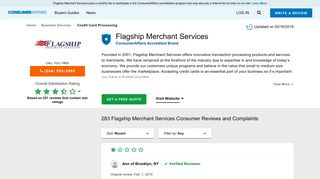 Top 281 Reviews and Complaints about Flagship Merchant Services