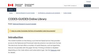 CODES-GUIDES Online Library - National Research Council Canada
