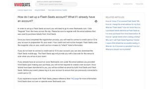 How do I set up a Flash Seats account? What if I already have an ...