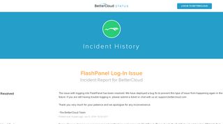 BetterCloud Status - FlashPanel Log-In Issue