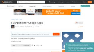 [SOLVED] Flashpanel for Google Apps - Spiceworks Community